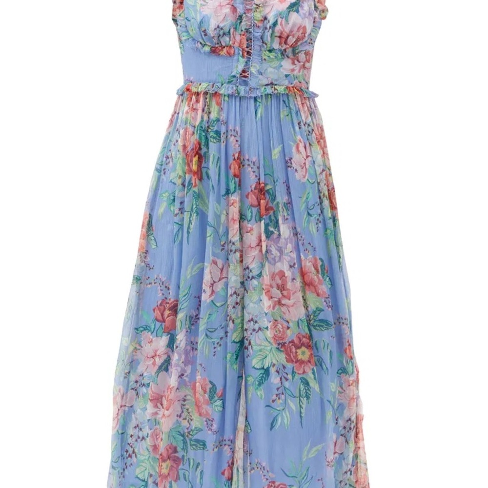 Zimmermann | Bellitude Floral-Print Silk-Chiffon Midi Jumpsuit | Blue and Pink